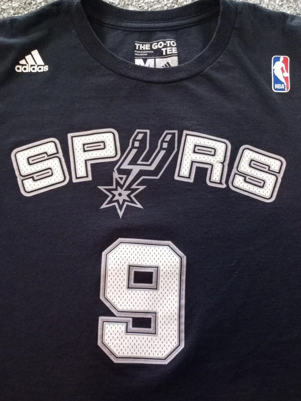 adidas Black San Antonio Spurs #9 Graphic Tee